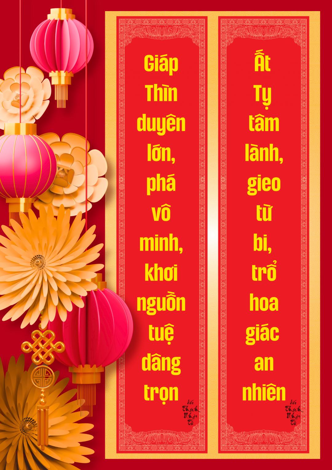 Các mẫu câu đối Tết năm 2025 của Thầy Nhật Từ