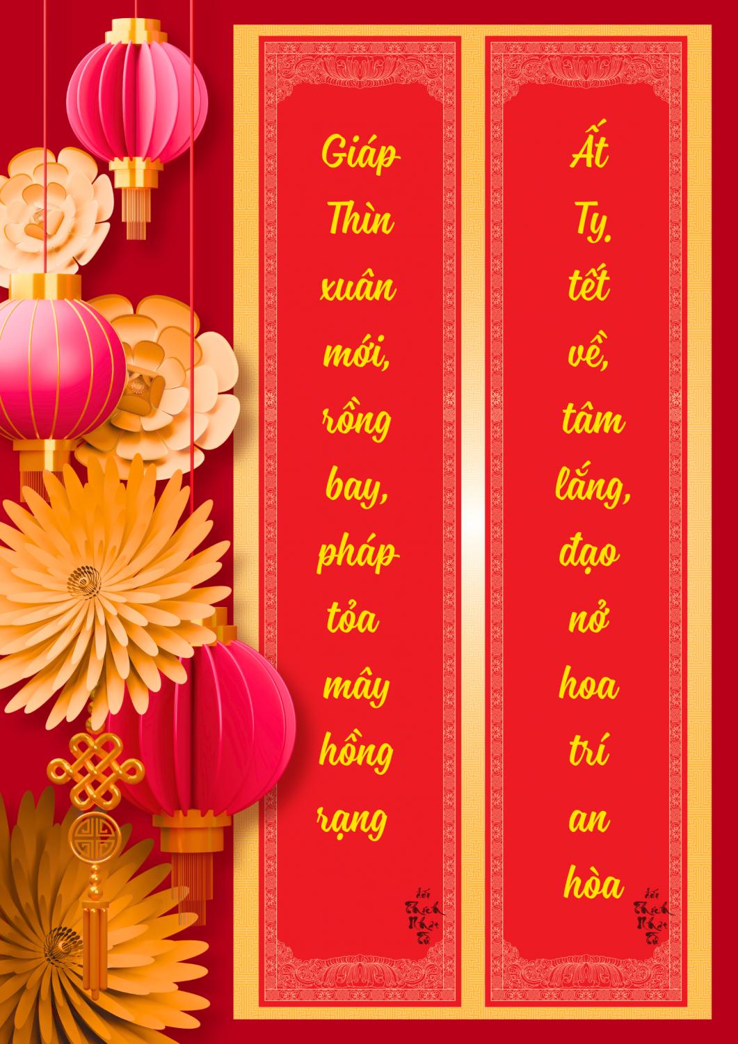 Các mẫu câu đối Tết năm 2025 của Thầy Nhật Từ