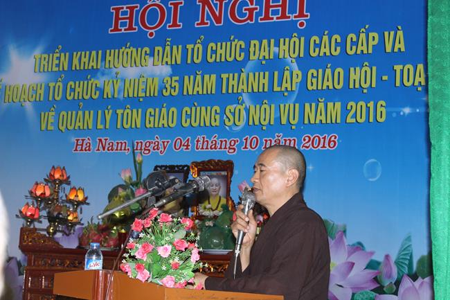 Hà Nam: Hội nghị triển khai đại hội Phật giáo các cấp- Kế hoạch kỷ niệm 35 năm thành lập Giáo hội- Tọa đàm về quản lý Tôn giáo 2016