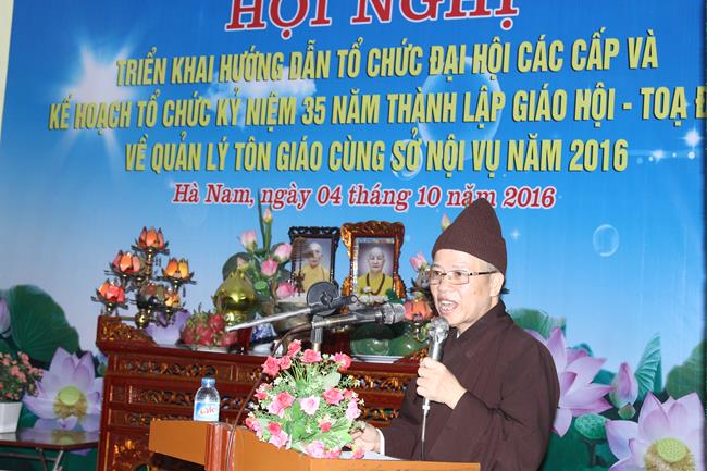 Hà Nam: Hội nghị triển khai đại hội Phật giáo các cấp- Kế hoạch kỷ niệm 35 năm thành lập Giáo hội- Tọa đàm về quản lý Tôn giáo 2016