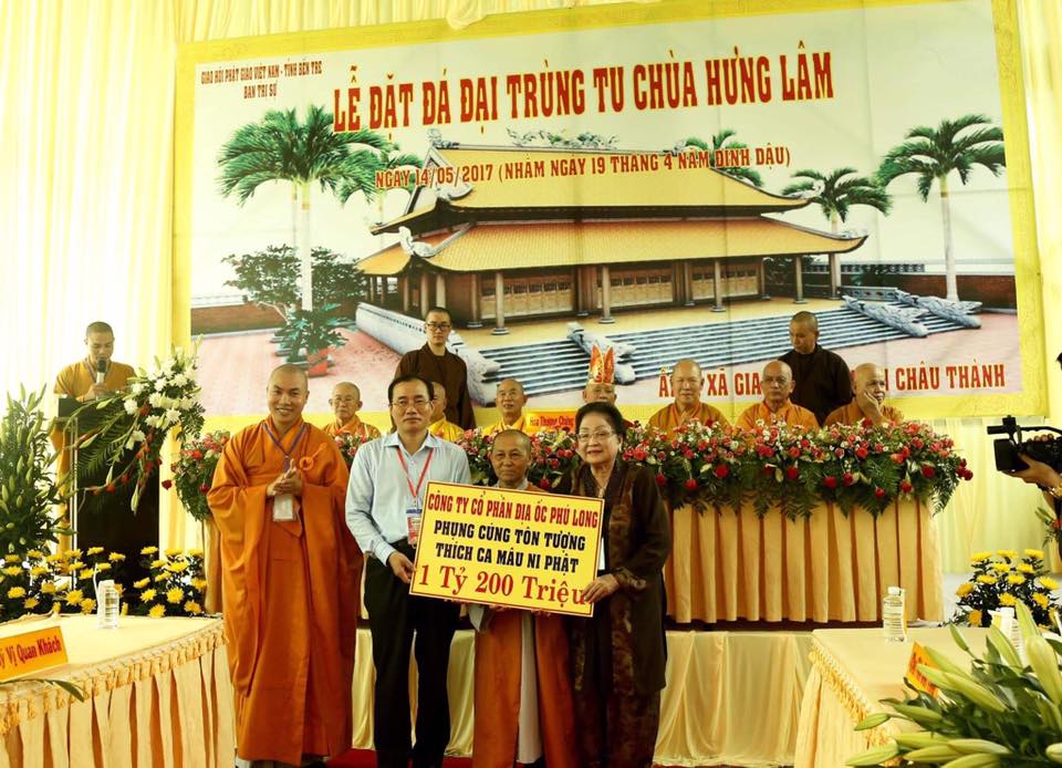 Bến Tre: Lễ đặt đá trùng tu xây dựng lại ngôi tự viện tại chùa Hưng Lâm