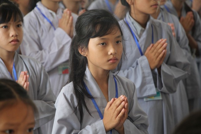 Thái Bình: Chùa Hoằng Văn mở khóa tu “Ươm mầm Phật pháp”