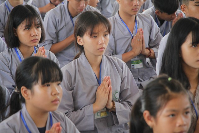 Thái Bình: Chùa Hoằng Văn mở khóa tu “Ươm mầm Phật pháp”