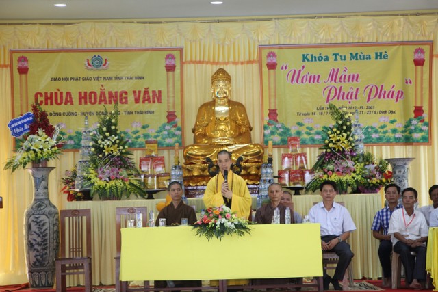 Thái Bình: Chùa Hoằng Văn mở khóa tu “Ươm mầm Phật pháp”