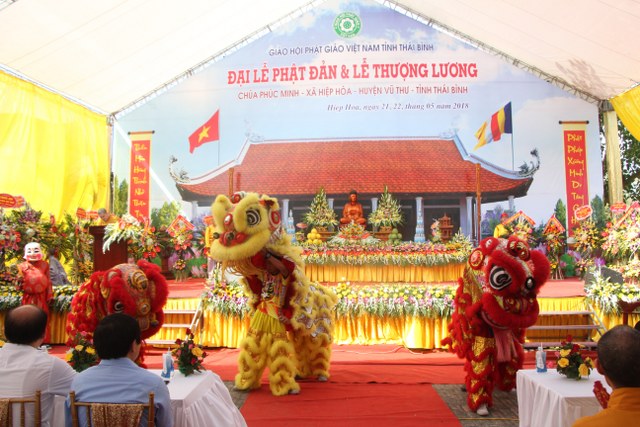 Thái Bình: Chùa Phúc Minh tổ chức Phật đản, thượng lương Chính điện