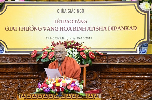 Lần đầu tiên “Giải thưởng vàng hòa bình Atisha Dipankar” được trao tại Việt Nam