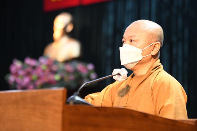 TT. Nhật Từ tham dự Hội nghị Tri ân các tôn giáo, cơ sở tôn giáo vận động tình nguyện viên hỗ trợ tại các bệnh viện điều trị bệnh nhân Covid-19
