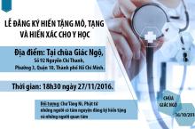 Thông báo: Tổ chức buổi lễ đăng ký hiến tặng mô, tạng và hiến xác cho Y học