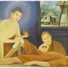   (Hình gợi ‎ý: Đức Phật săn sóc cho một nhà sư bị đau ốm)