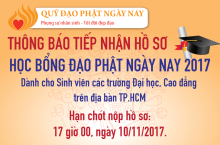 THÔNG BÁO TIẾP NHẬN HỒ SƠ  HỌC BỔNG ĐẠO PHẬT NGÀY NAY 2017 Dành cho Sinh viên các trường Đại học, Cao đẳng trên địa bàn TP.HCM (C128)