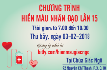 Thư mời đăng ký tham dự Chương trình  “Hiến Máu Nhân Đạo” Lần 15 - Ngày 3/2/2018 (HM15)