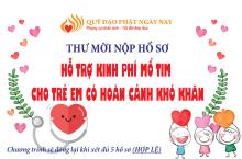 Thông Báo, Tiếp nhận hồ sơ cho chương trình “Hỗ trợ kinh phí mổ tim cho trẻ em có hoàn cảnh  khó khăn” (C153)