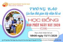 Thông Báo Gia Hạn Thời Gian Tiếp Nhận Hồ Sơ Học Bổng Đạo Phật Ngày Nay 2020 (C258) (Chương Trình Dành Cho Tăng Ni Thuộc Tăng Đoàn Chùa Giác Ngộ Và Sinh Viên Các Trường Đại Học, Cao Đẳng Tại Tp. HCM)