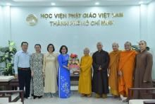 Phái đoàn trường Đại học Khoa học xã hội & Nhân văn thăm và chúc tết tại Học viện Phật giáo Việt Nam tại Tp.HCM