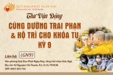 Thư Vận Động Cúng Dường Trai Phạn Và Hộ Trì Cho Khóa Tu Kỳ 9 (GN9)
